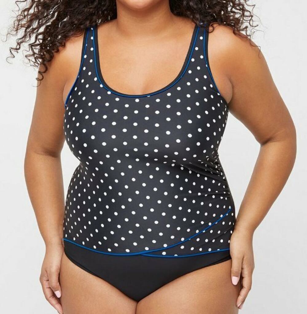 NEW CATHERINES BLACK WHITE SCOTCH DOT SPORTY ONE PIECE SWIMSUIT PLUS SIZE 22W